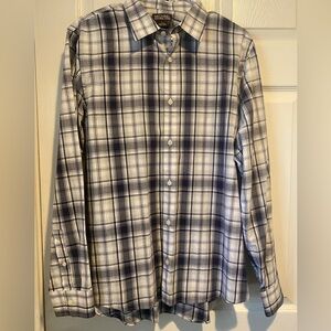 Michael Kors Men's Navy and White Plaid Shirt